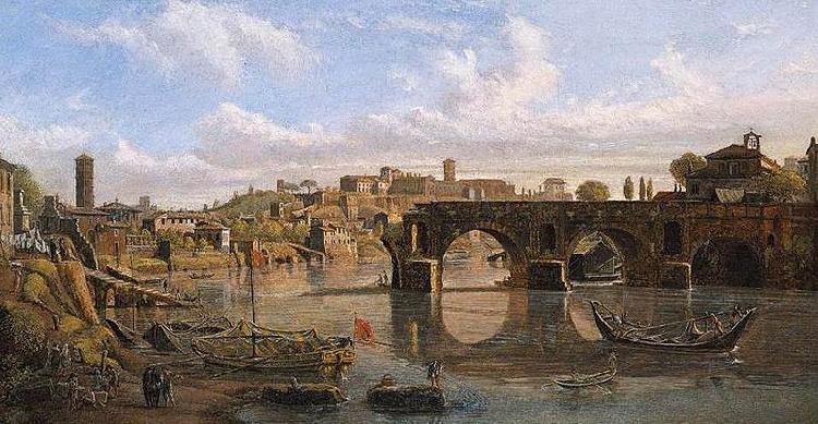 Gaspar Van Wittel View of the River Tiber with the Ponte Rotto and the Aventine Hill oil painting image